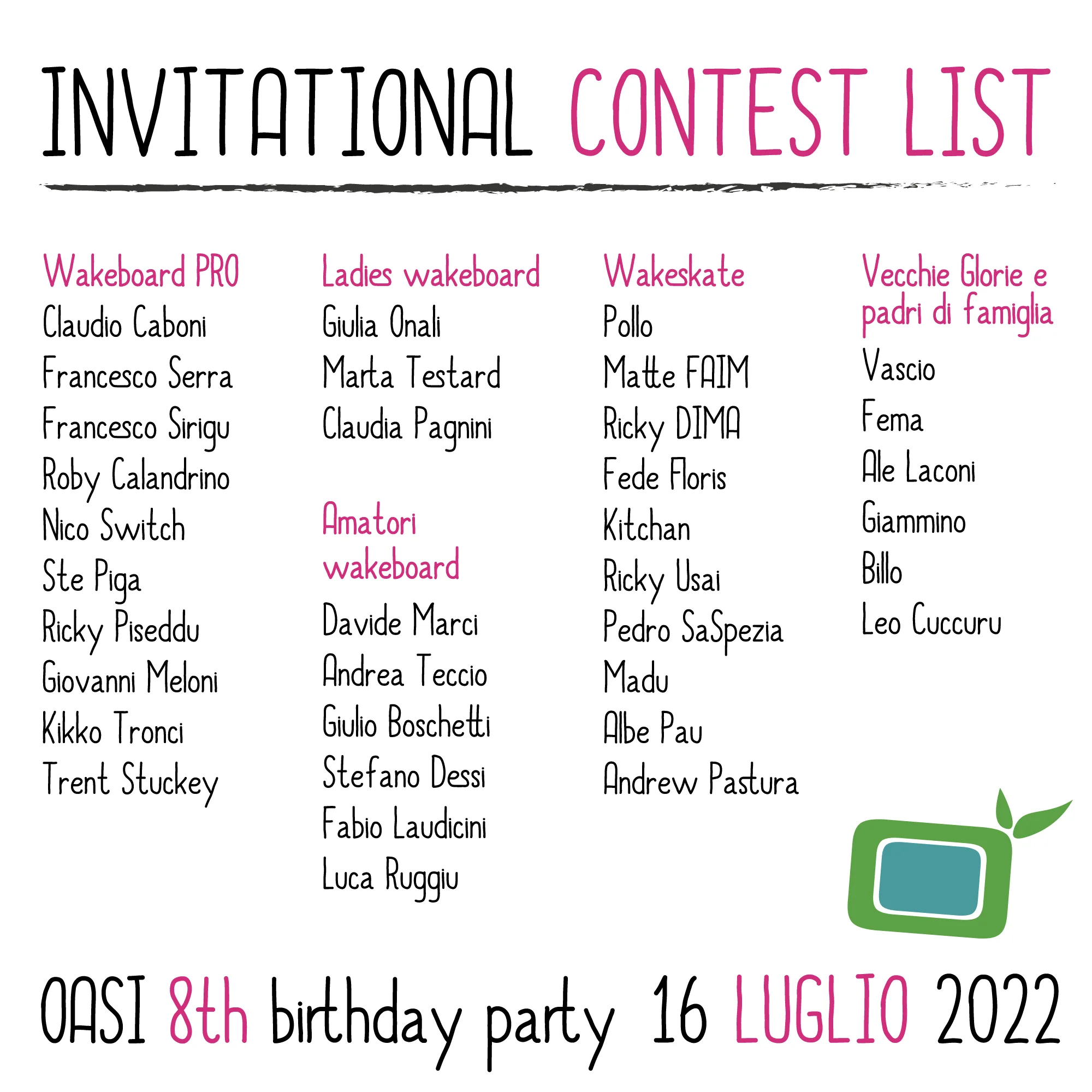 Oasi Wakepark 8th Birthday Party, 16 Luglio 2022 locandina wake invitational 2022 oasiwake 3 1